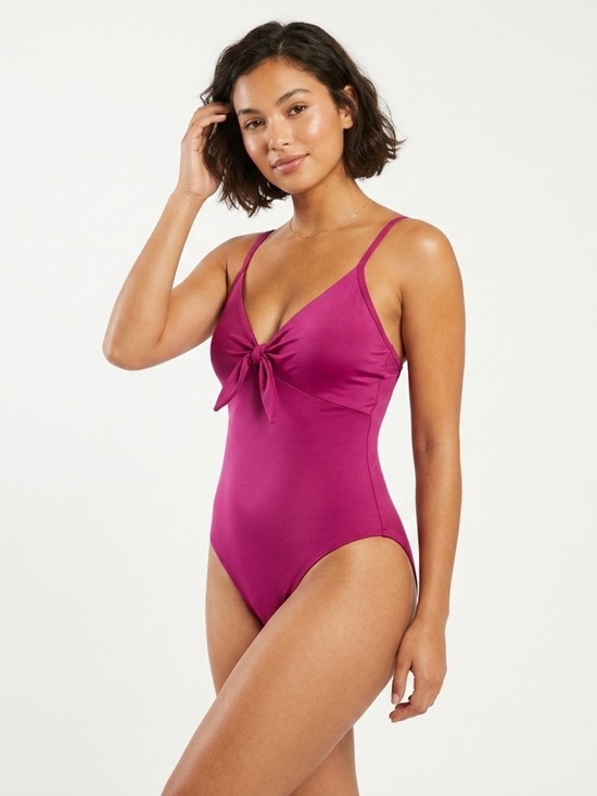 Seafolly Other - Seafolly Ruched Tie Front One Piece Swimsuit Magenta US 14 Tummy Control